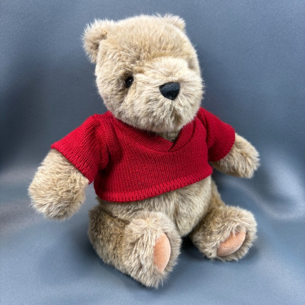 Disney Classic Pooh Plush Wind Up Musical Bear Red Tan 8" Vintage Toy READ